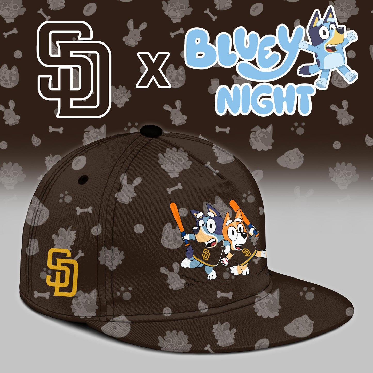 San Diego Padres 2025 Bluey Night Event Limited Brown Baseball Jersey | RP34