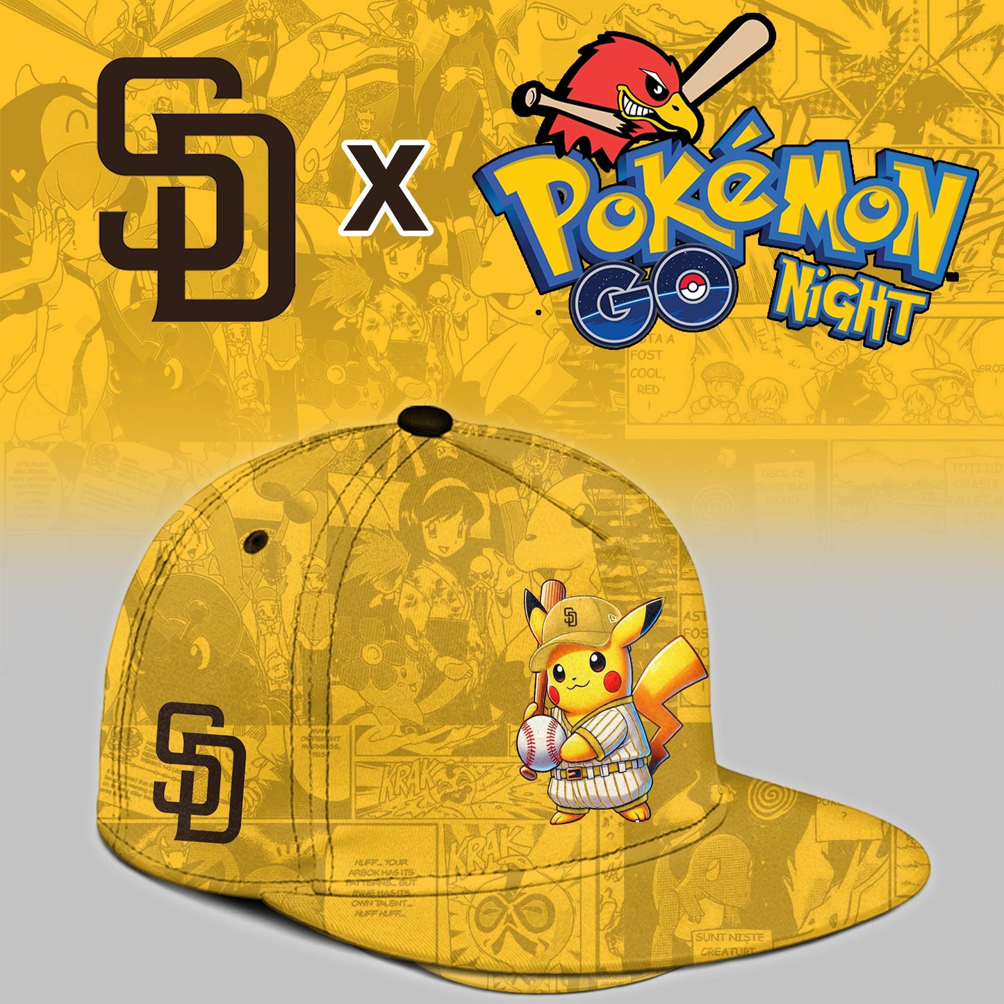 San Diego Padres 2025 Pokémon GO Night Limited Yellow Jersey | KH43