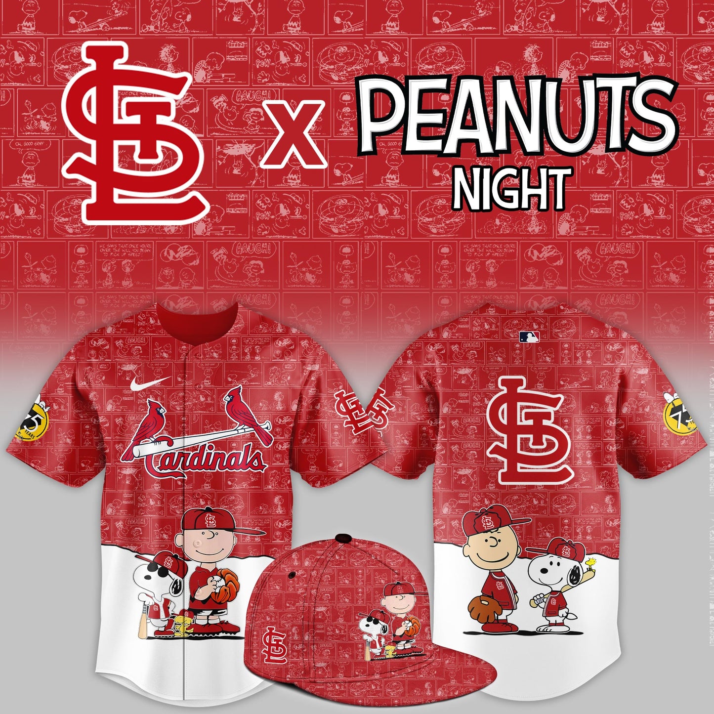 StLouis Cardinals 2025 Peanuts Night Game Limited Jersey | JA38