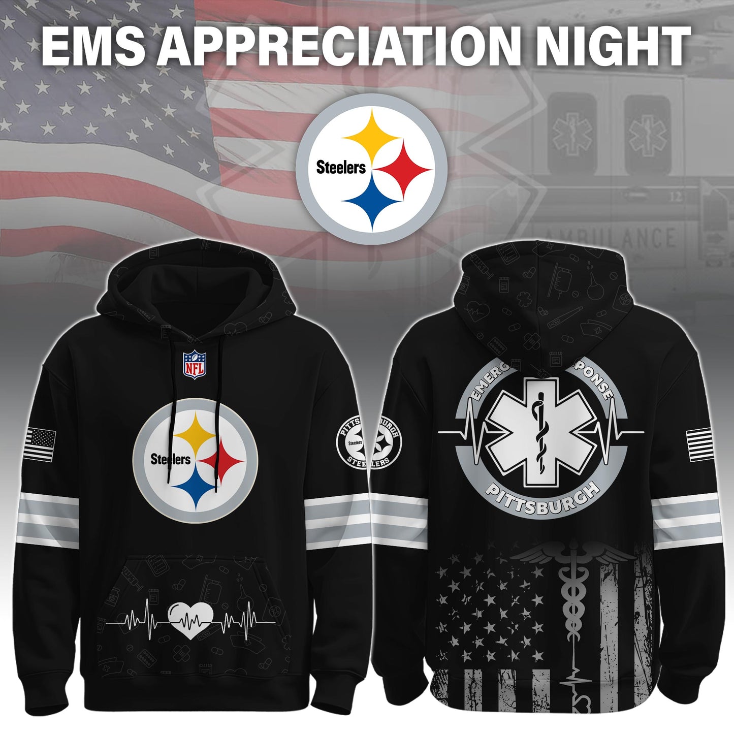 Pittsburgh Steelers x EMS Appreciation Night Game Hoodie