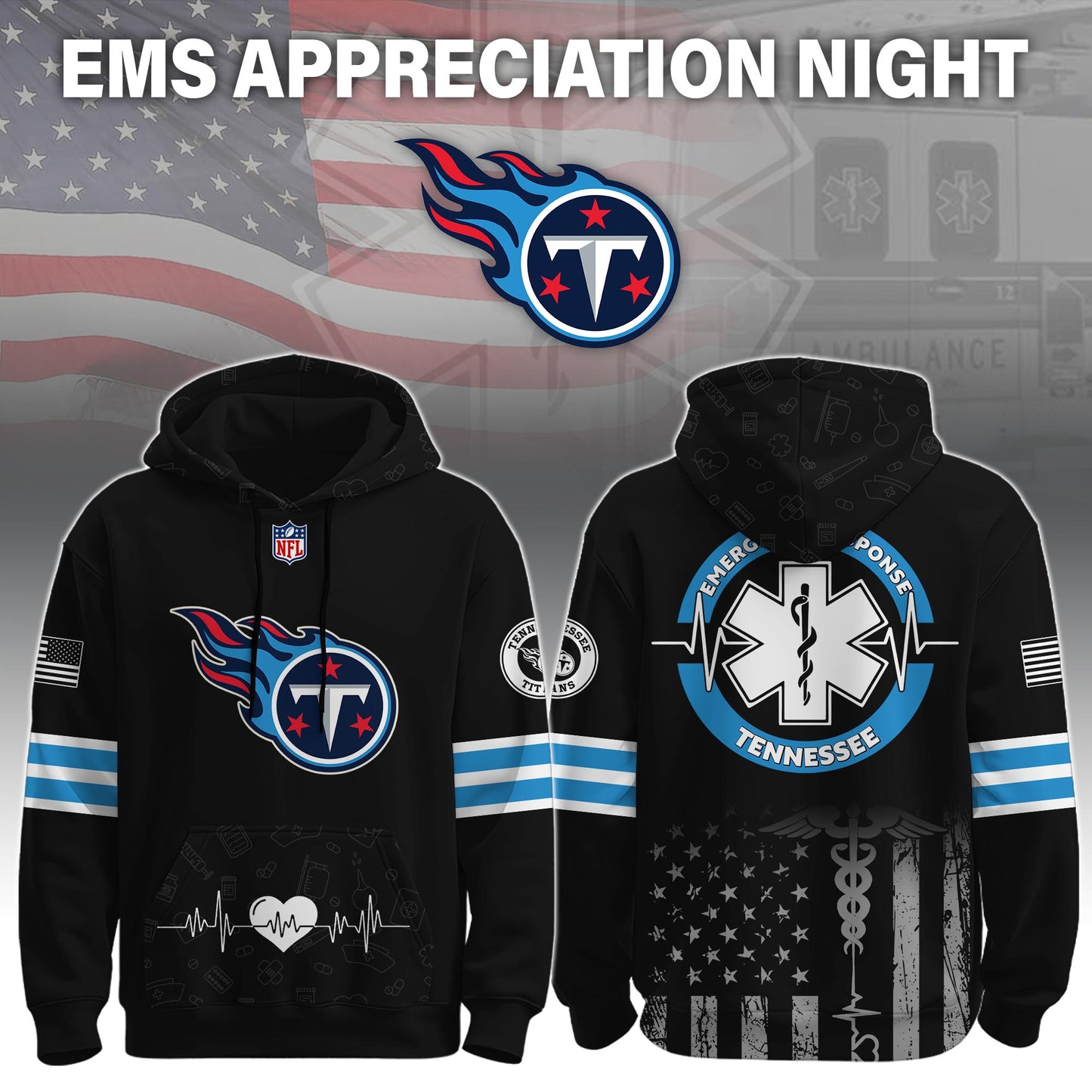 Tennessee Titans x EMS Appreciation Night Game Hoodie