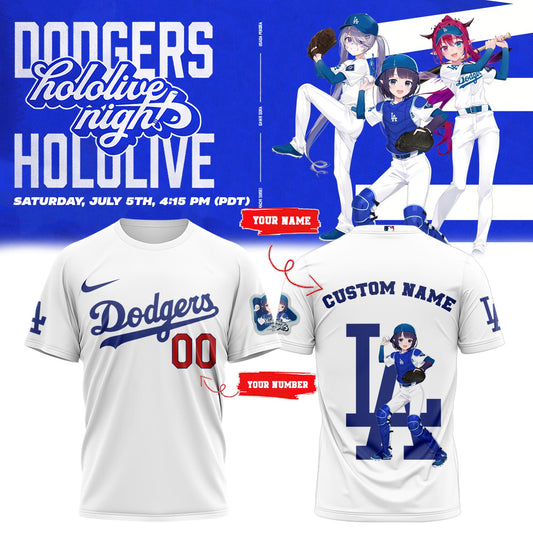 Los Angeles Dodgers Baseball T-Shirt - Hololive Night Ina’nis Shirts 2025 Custom Name and Number
