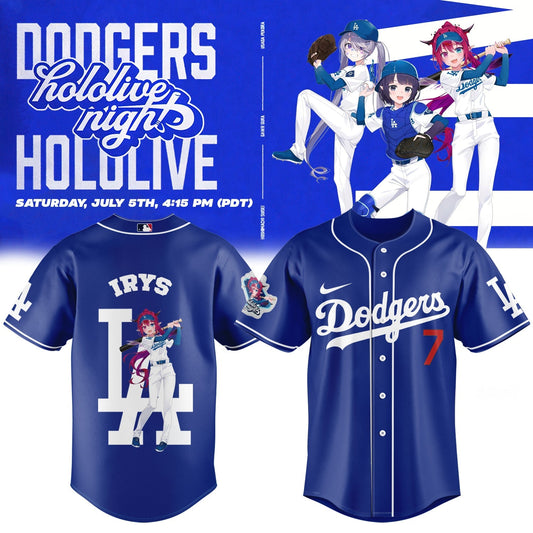 Los Angeles Dodgers Baseball Jersey - Hololive Night IRyS Jersey 2025