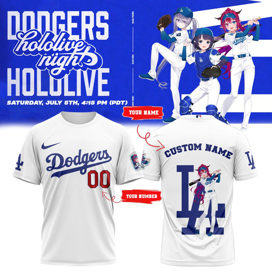 Los Angeles Dodgers Baseball T-Shirt - Hololive Night IRyS Shirts 2025 Custom Name and Number