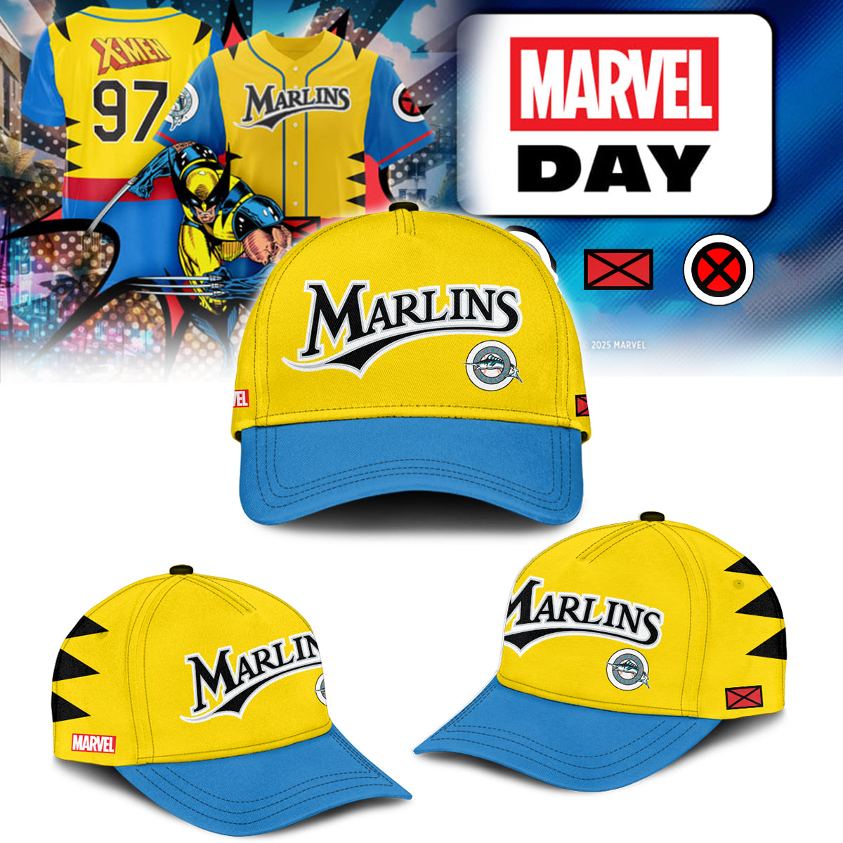 _ Miami Marlins Marvel Day Jersey 2025 (Custom Name, Number )