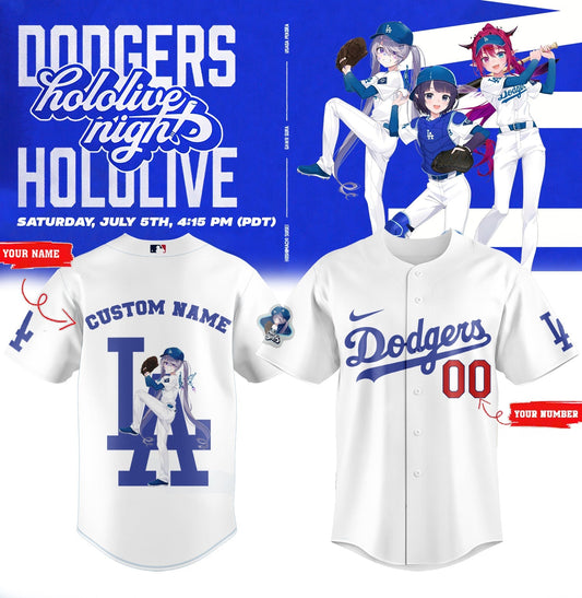 Los Angeles Dodgers Baseball Jersey - Hololive Night Biboo Jersey 2025 Custom Name and Number