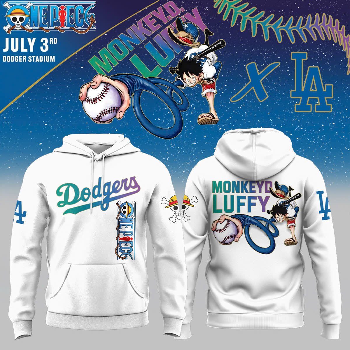 (Buy 1 get 1)_ONE PIECE Night with the Los Angeles hoodie
