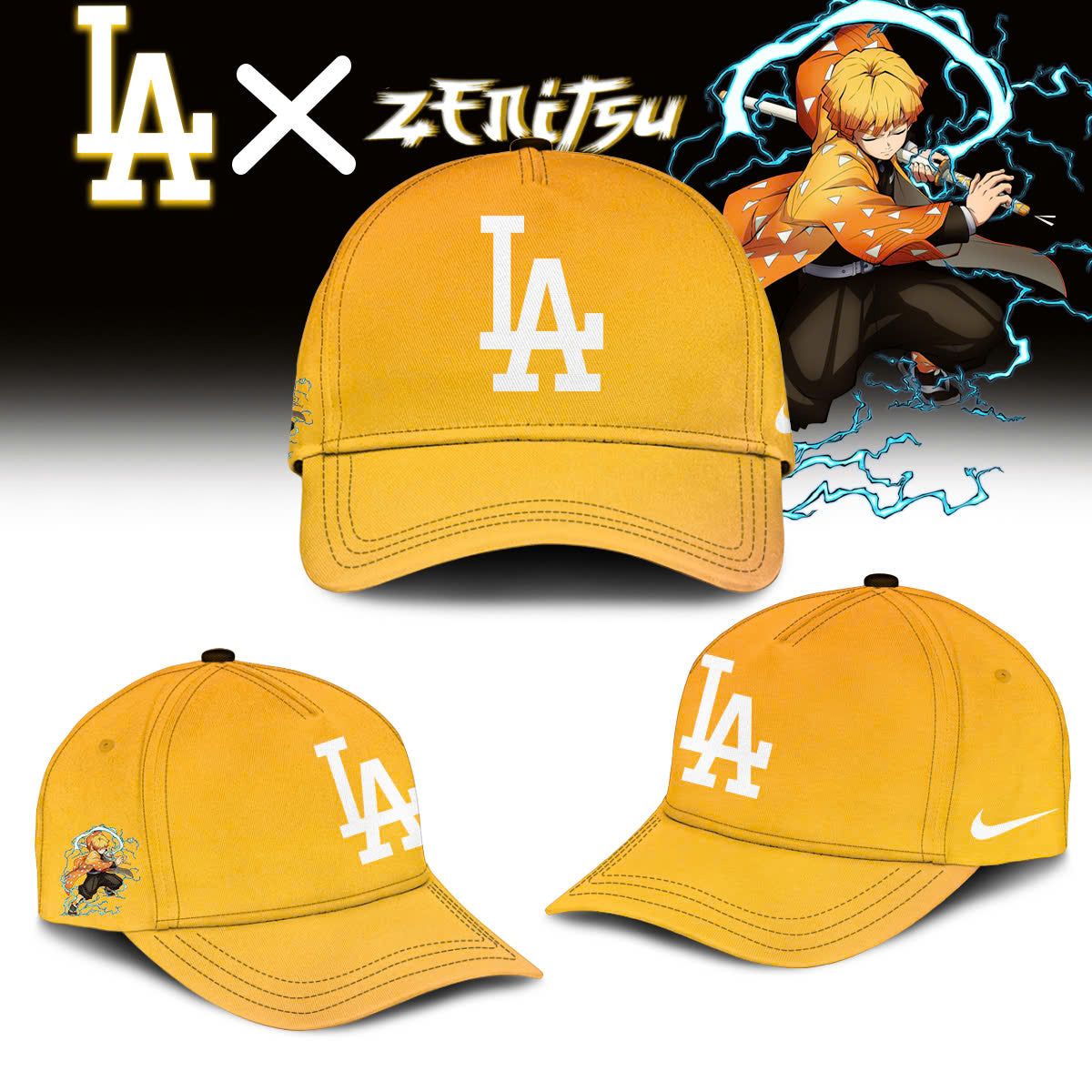 LA Dodgers vs Demon Slayer Agatsuma Zenitsu T-Shirt