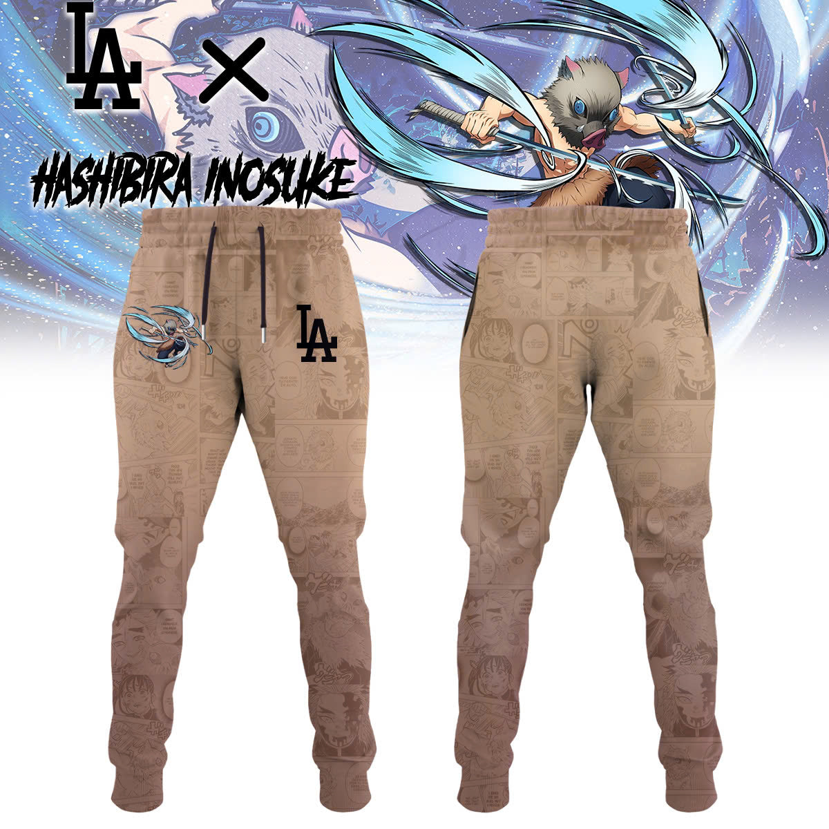 LA Dodgers vs Demon Slayer Hashibira Inosuke T-Shirt