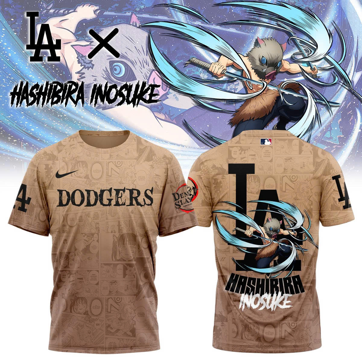 LA vs Demon slayer Hashibira Inosuke T-Shirt