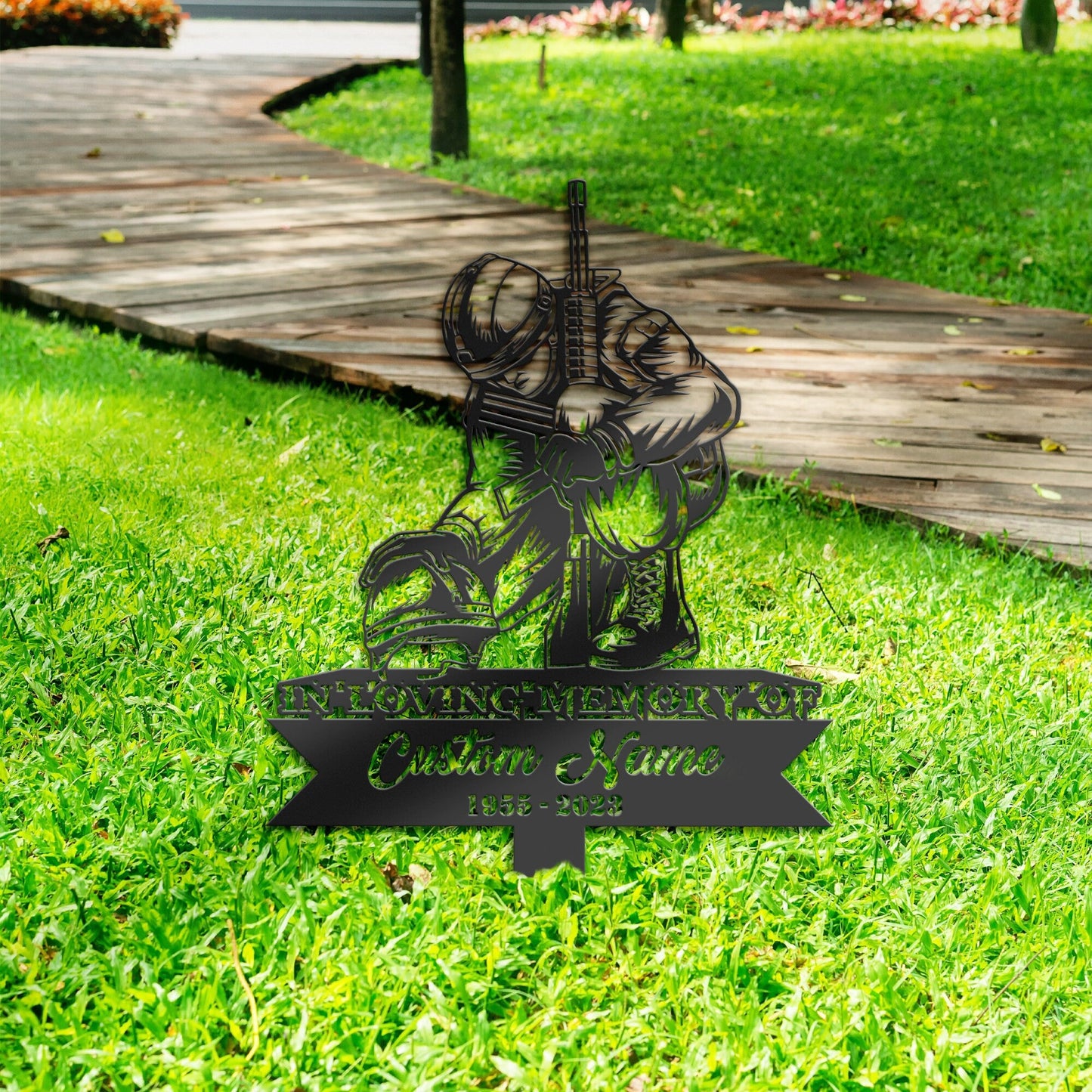 Personalized Fallen Soldier army veteran Memorial Stake, Metal Stake, Sympathy Sign, Grave Marker, Remembrance Stake