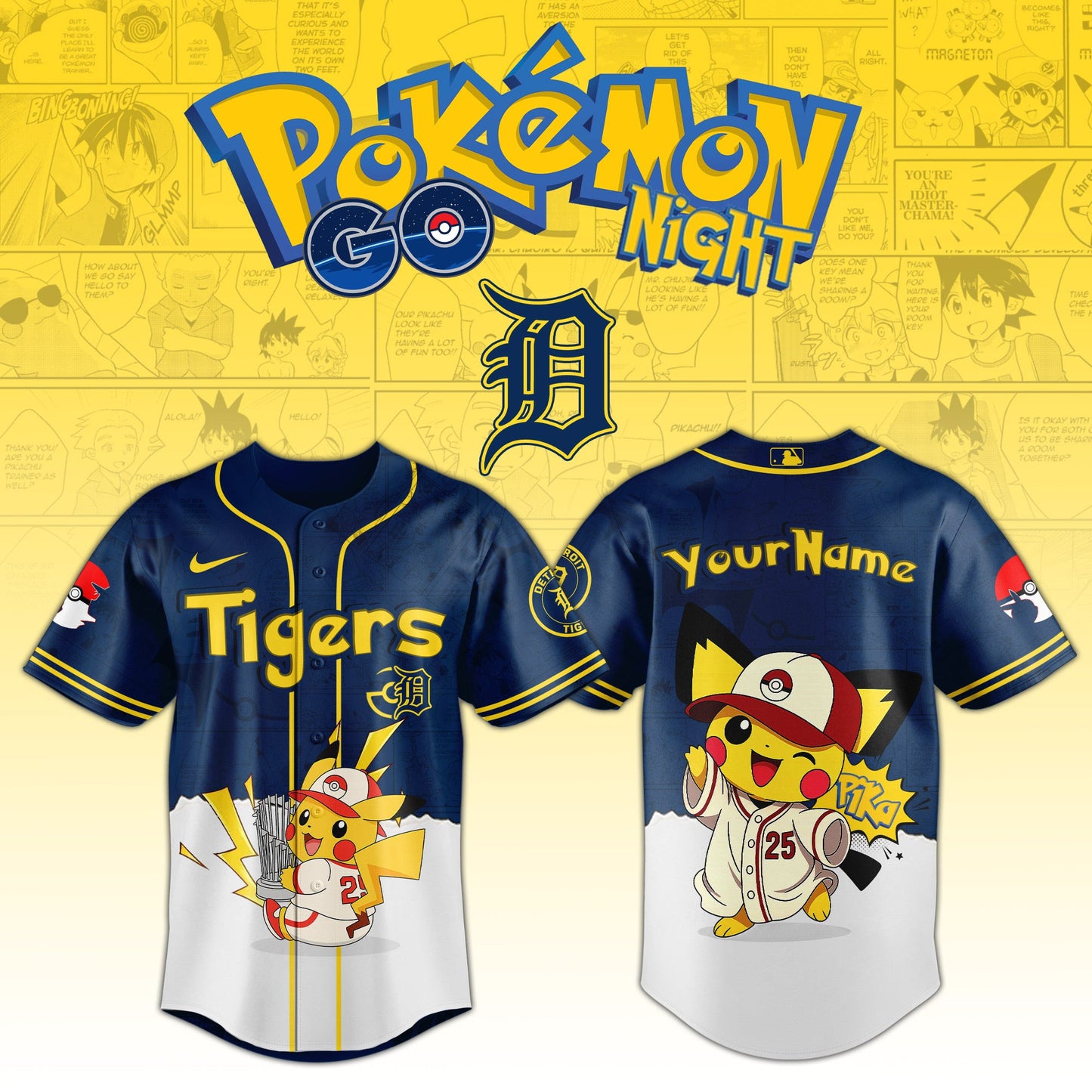Detroit Tigers V2 × Pokémon GO Night 2025 Limited Edition Jersey