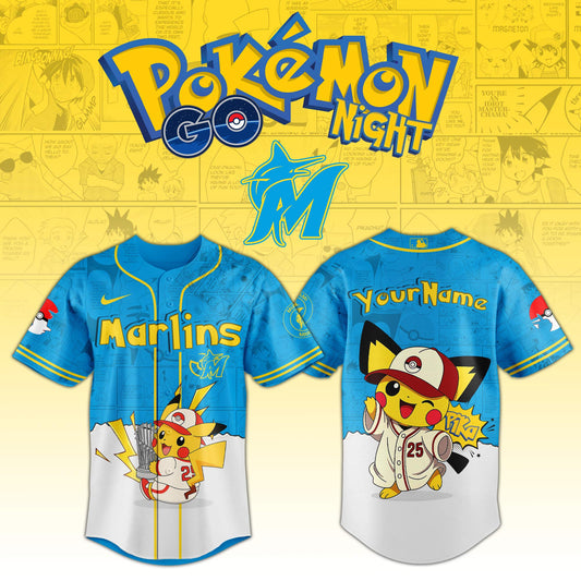 Miami Marlins V2 × Pokémon GO Night 2025 Limited Edition Jersey