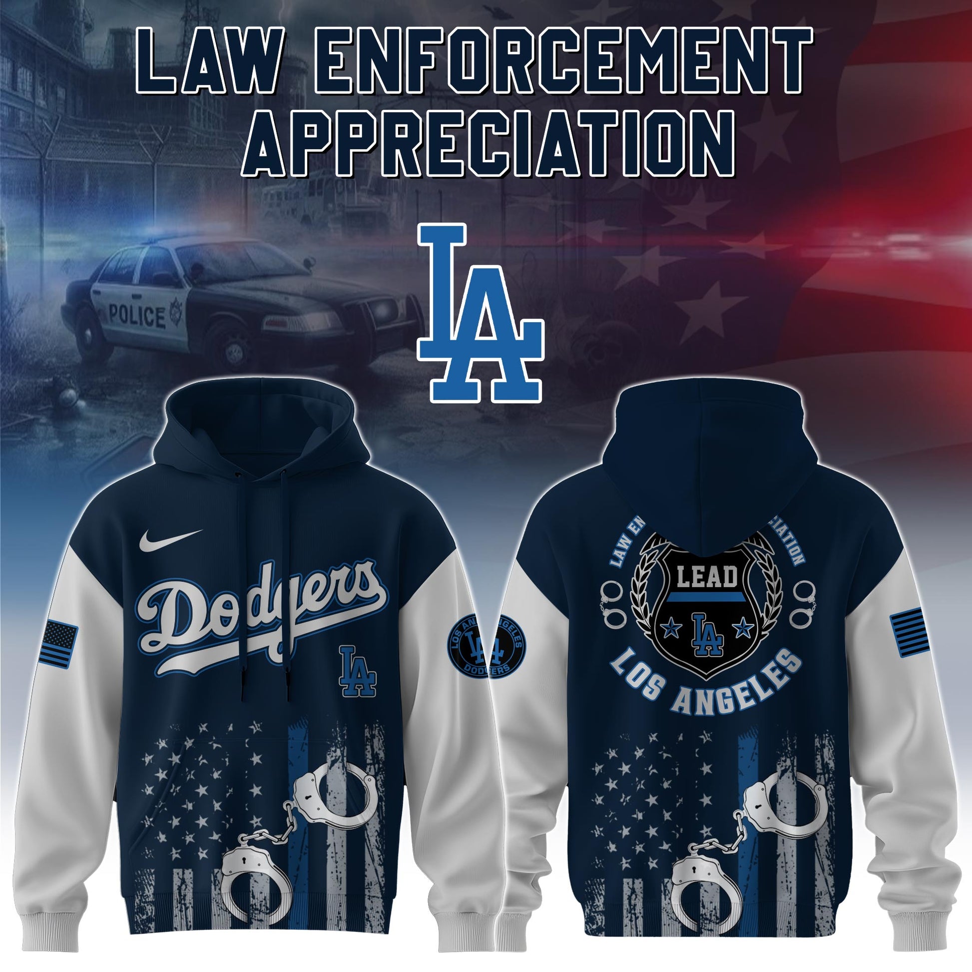 .    Los Angeles Dodgers MLB x Law Enforcement Appreciation Day Hoodie Limited