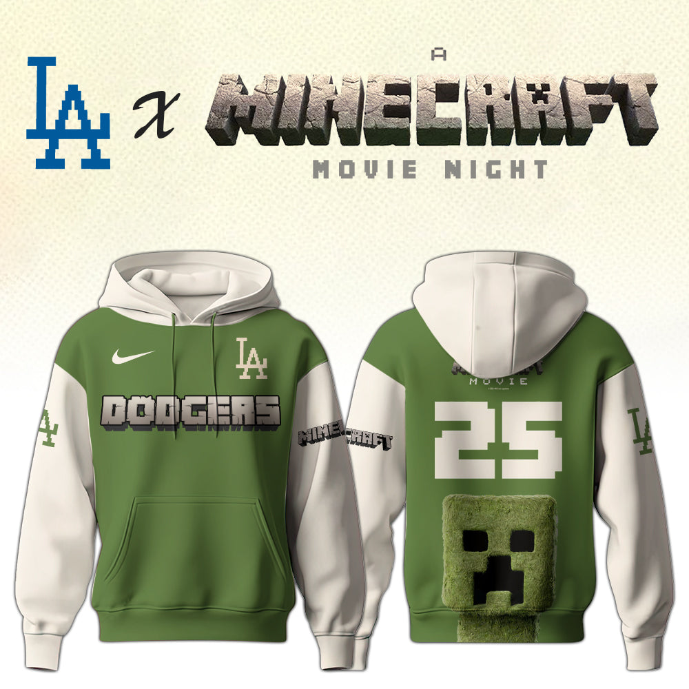 ,      Los Angeles Dodgers MLB x A MINECRAFT MOVIE Night Hoodie Editions Limited