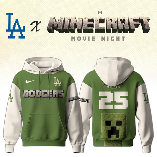 ,      Los Angeles Dodgers MLB x A MINECRAFT MOVIE Night Hoodie Editions Limited