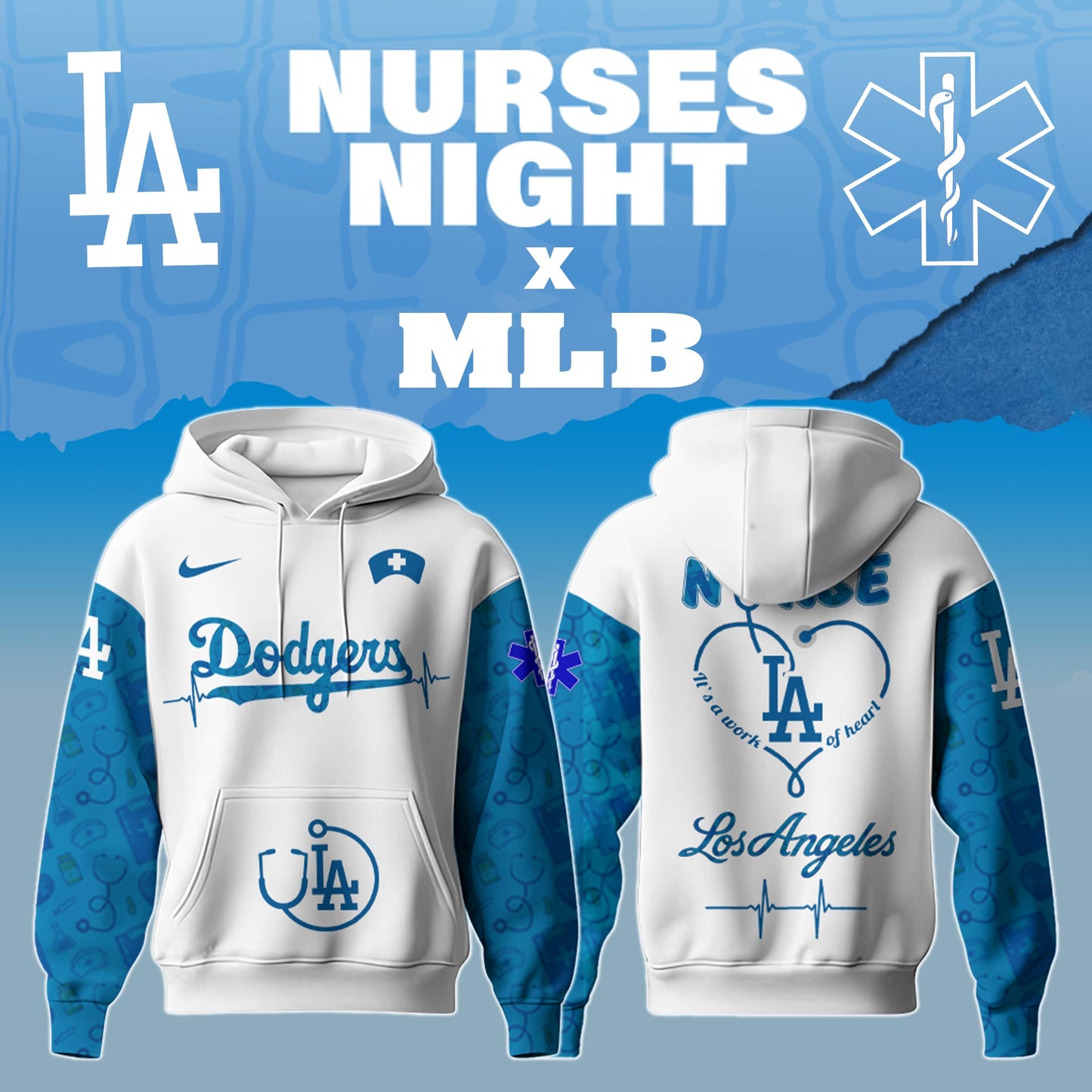 .Los Angeles Dodgers Nurses Game Night Special Edition Hoodie