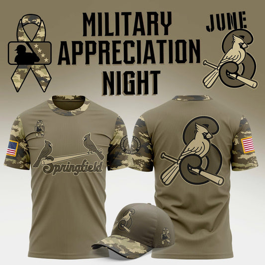Limited Edition Springfield Cardinals Military Appreciation Night 2025 T-shirt