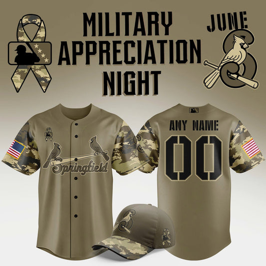 Limited Edition Springfield Cardinals Military Appreciation Night 2025 Baseball Jersey