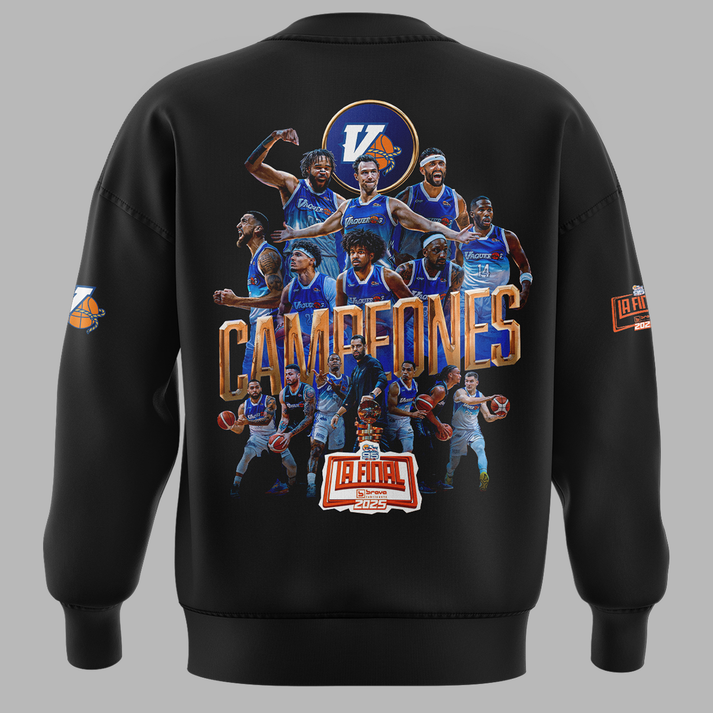 15.Vaqueros de Bayamon Champions Baloncesto Superior Nacional 2025 SWEATSHIRT