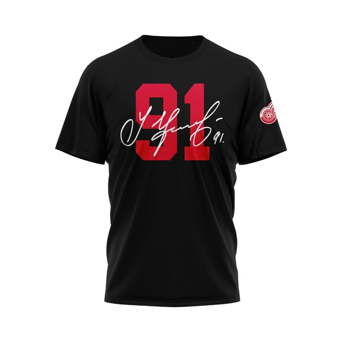 Detroit Red Wings 91 Sergei Fedorov Tshirt-Black