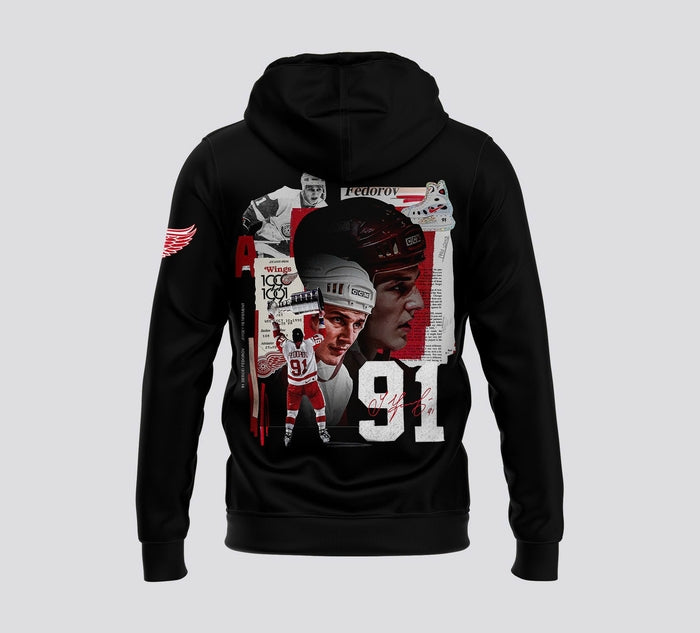 Detroit Red Wings 91 Sergei Fedorov Hoodie V2