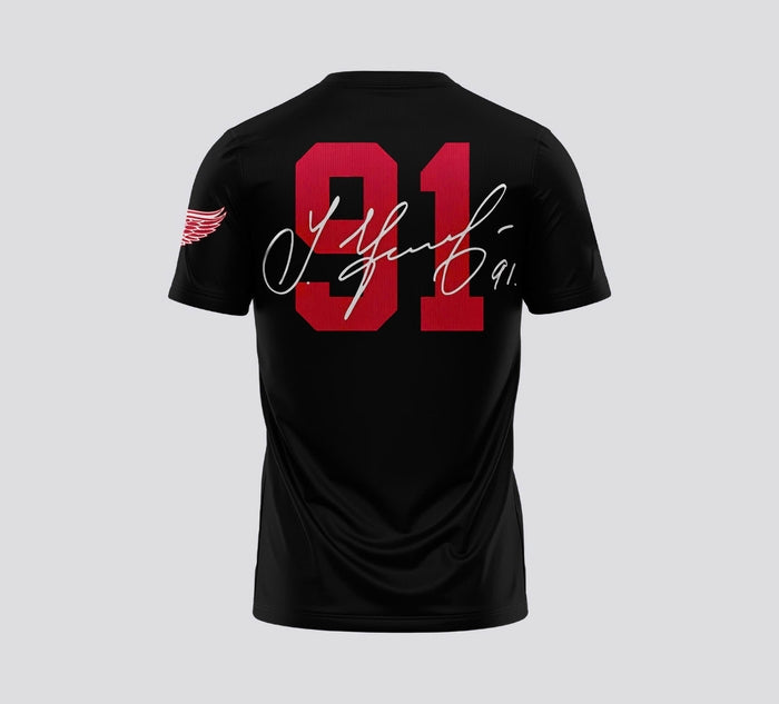 Detroit Red Wings 91 Sergei Fedorov Tshirt-Black