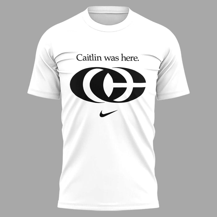 Caitlin Was Here - Caitlin Clark Signature Swoosh Logo T-shirts V2 (White)