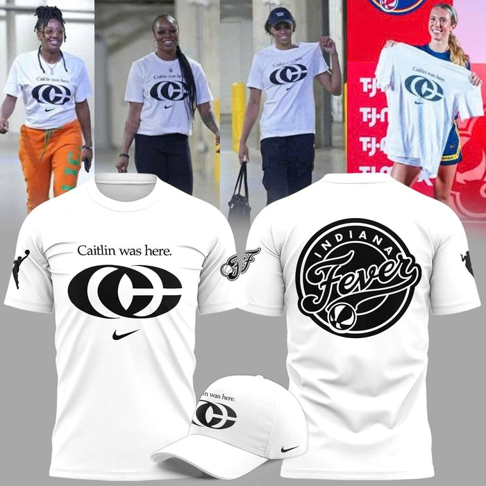 Caitlin Was Here - Caitlin Clark Signature Swoosh Logo T-shirts V2 (White)