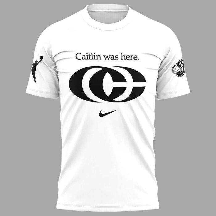 Caitlin Was Here - Caitlin Clark Signature Swoosh Logo T-shirts V3 (White)