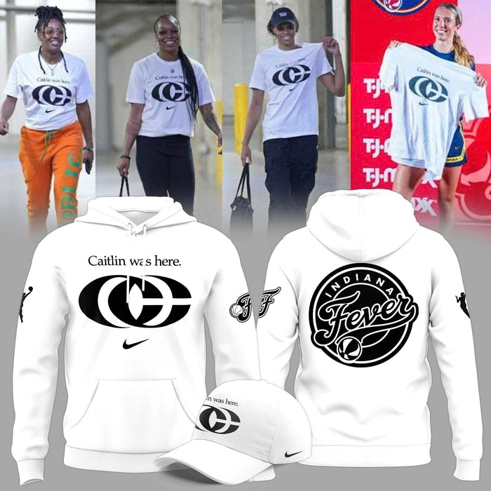 Caitlin Was Here - Caitlin Clark Signature Swoosh Logo Hoodie V2 (White)