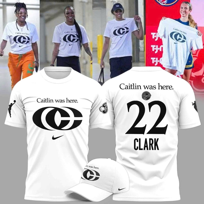 Caitlin Was Here - Caitlin Clark Signature Swoosh Logo T-shirts V3 (White)