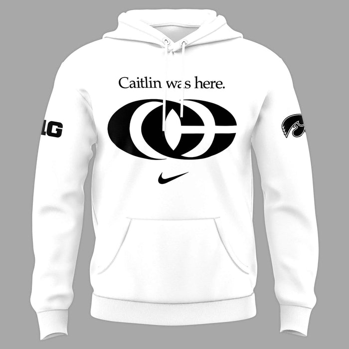 Caitlin Was Here - Caitlin Clark Signature Swoosh Logo Hoodie V6 (White)