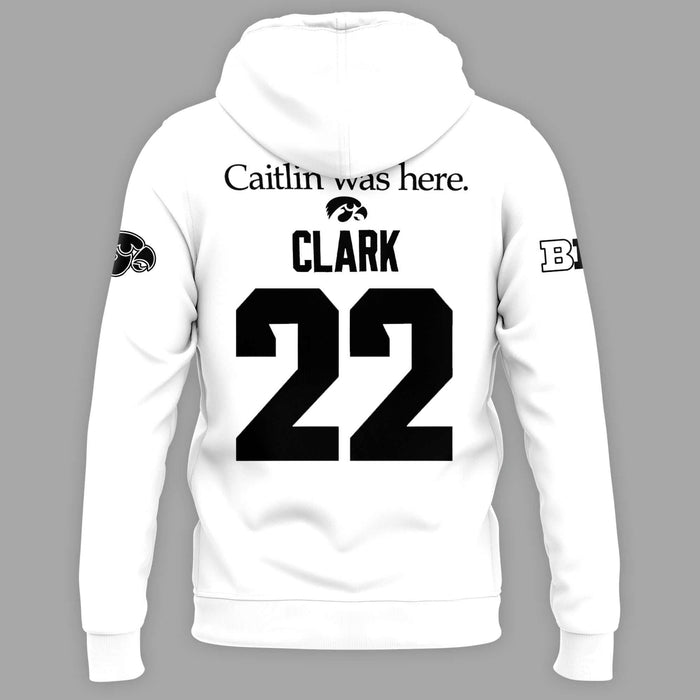 Caitlin Was Here - Caitlin Clark Signature Swoosh Logo Hoodie V6 (White)