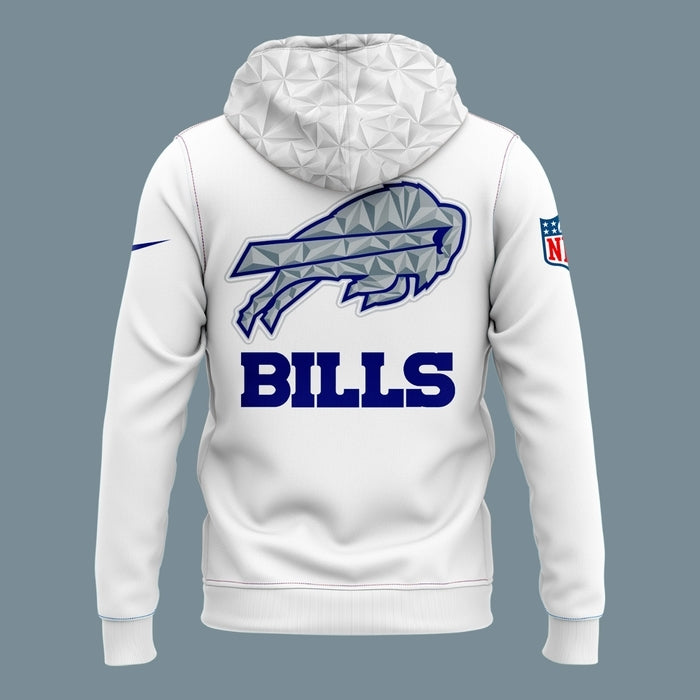 Buffalo Bills 2025 Cold Front White Hoodie