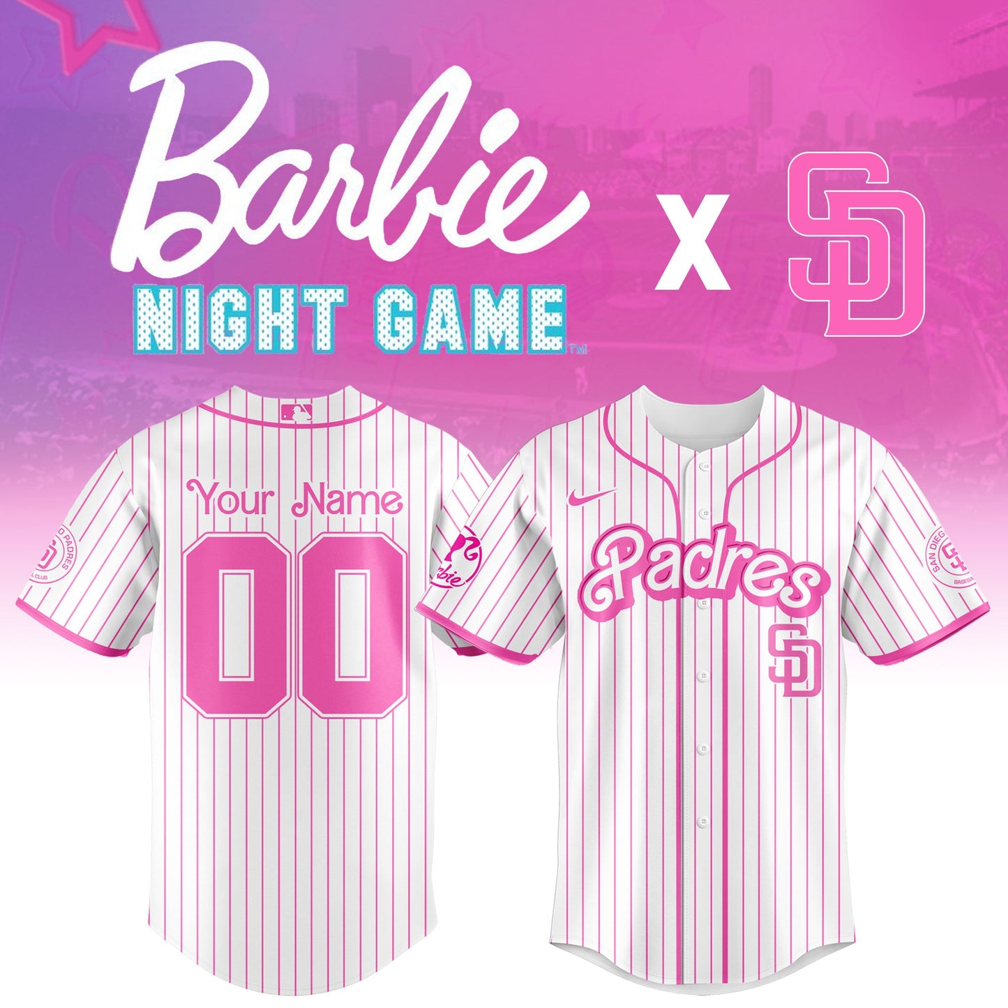 . San Diego Padres MLB x Barbie Night Game Limited Edition Jersey 2025 v2