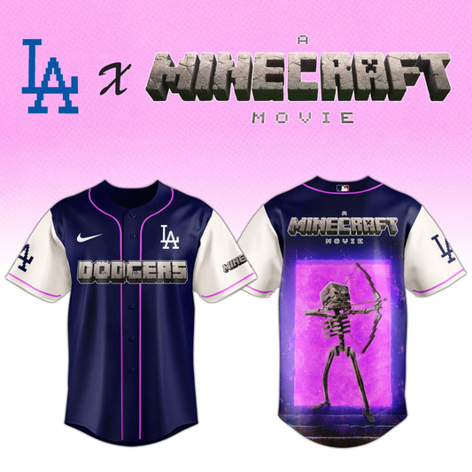 ,,Los Angeles Dodgers MLB x SKELETON A MINECRAFT MOVIE Night Jersey Editions Limited