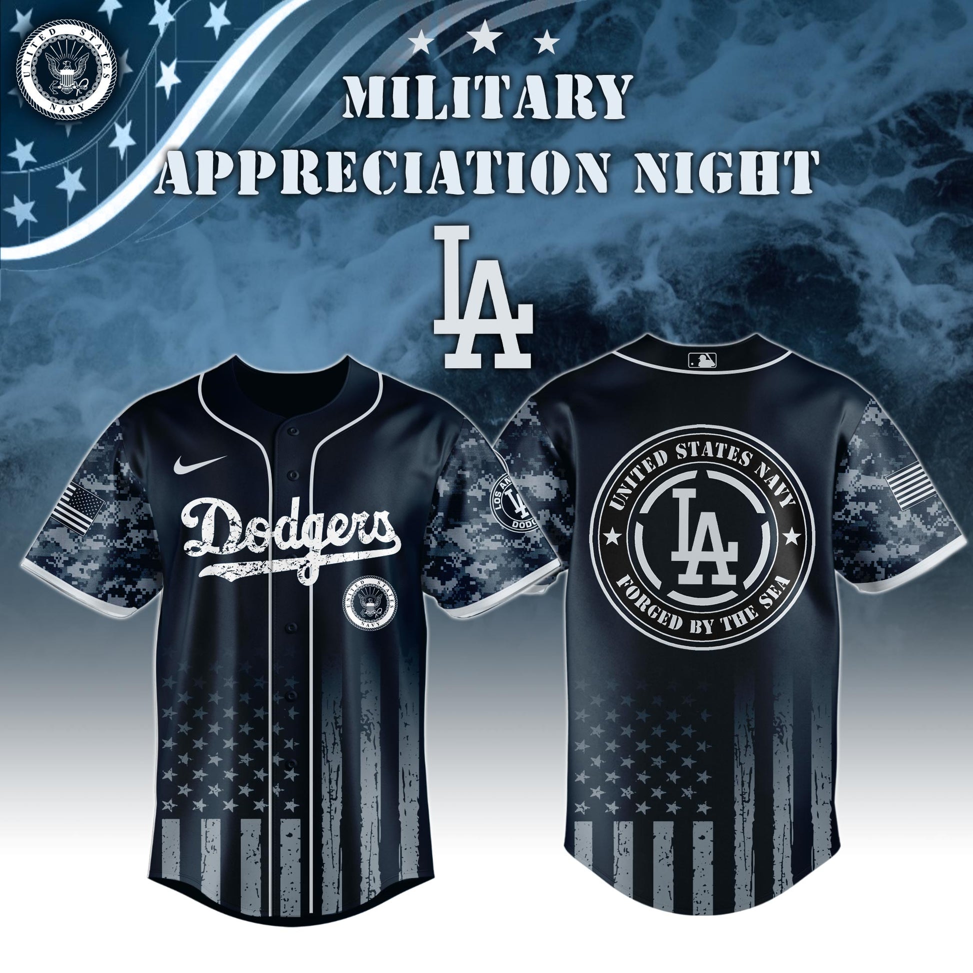 _Los Angeles Dodgers MLB x Navy Military Appreciation Night Jersey Editions Limited 2025 V5