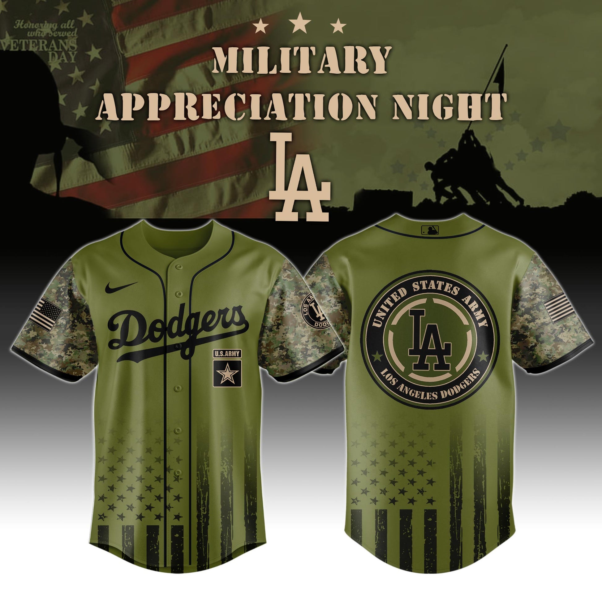 _Los Angeles Dodgers MLB x Army Military Appreciation Night Jersey Editions Limited 2025