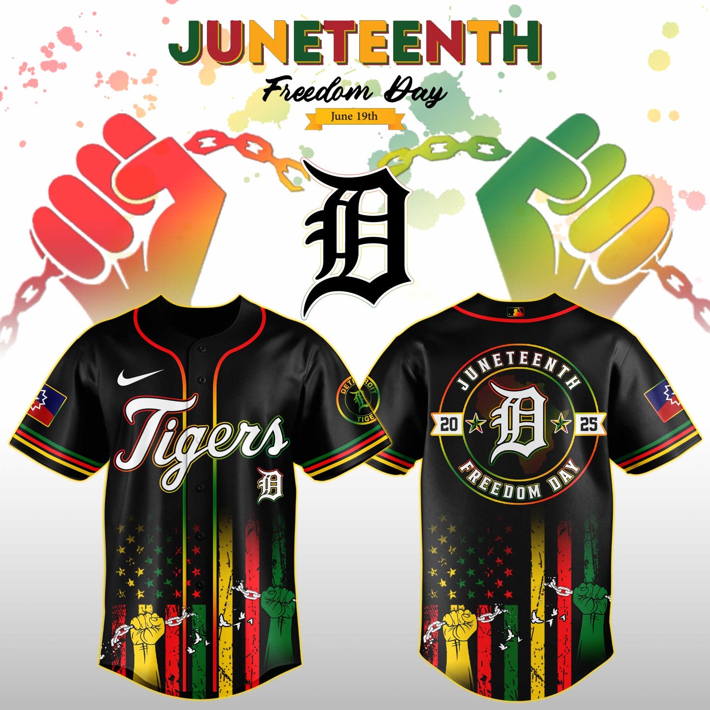 . Detroit Tigers MLB X Juneteenth Day Jersey Edition Jersey 2025