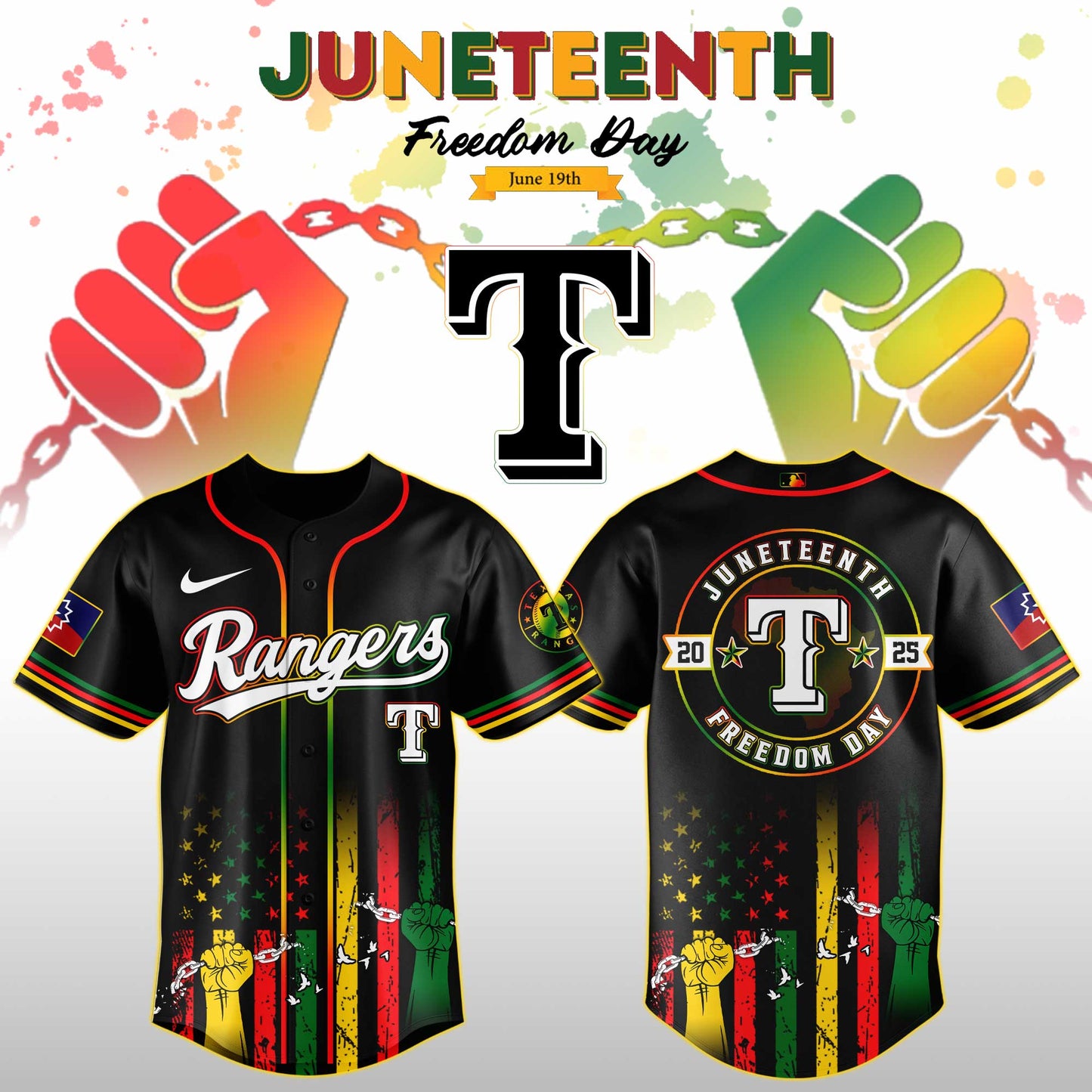 . Texas Rangers MLB X Juneteenth Day Jersey Edition Jersey 2025