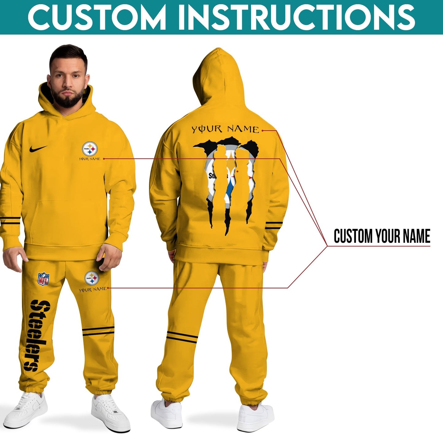 Pittsburgh Steelers Hoodie Sweatpants Set,Custom Hoodie,Sport Hoodie Sweatpants Set,Sport Gifts FOR Fan NP90
