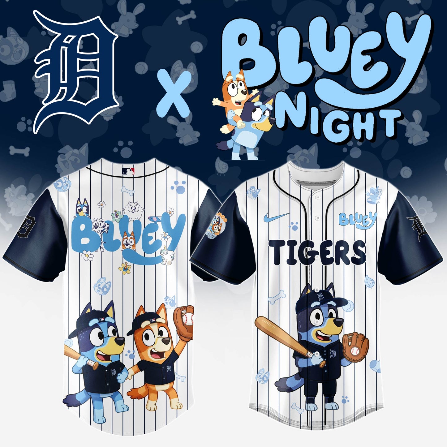 Detroit Tigers MLB x Bluey And Bingo Special Edition Jersey 2025 | YJ12