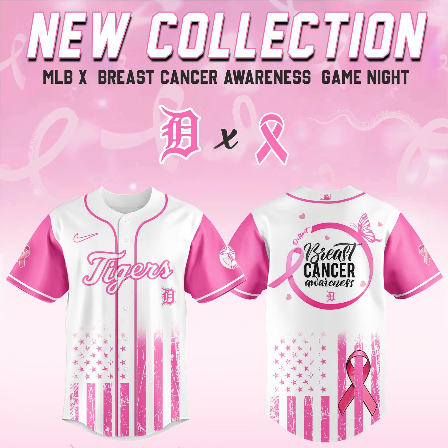 Detroit Tigers x Breast Cancer Awareness Game Night Jersey Editons Limited v2