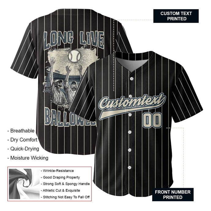 Long Live Halloween - Custom Black Halloween Baseball Jersey