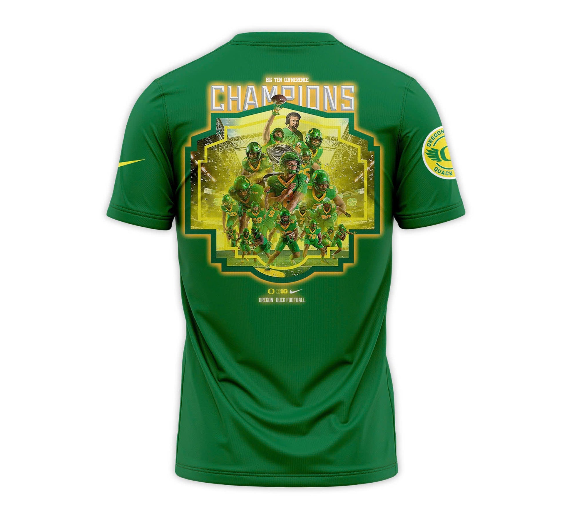 Men's Green Oregon Ducks 2024 Big Ten Football Conference Champions Undefeated Schedule T-Shirt