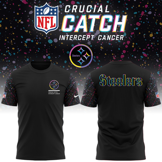 Men’s Black Pittsburgh Steelers 2025 Crucial Catch Club Pullover T-shirt