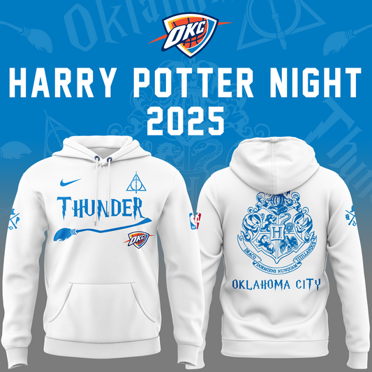Special New Oklahoma City Thunder x Harry Potter Night White Hoodie 2025