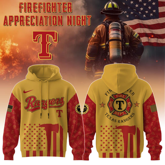 .          Texas Rangers MLB x Firefighter Appreciation Night Special Edition Hoodie 2025