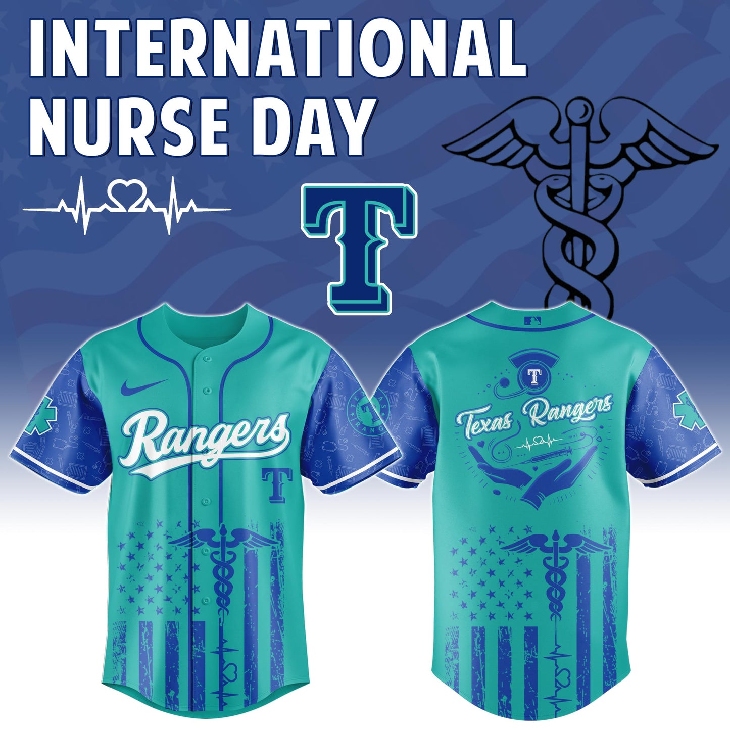 .  Texas Rangers MLB x International Nurse Day Edition Jersey 2025